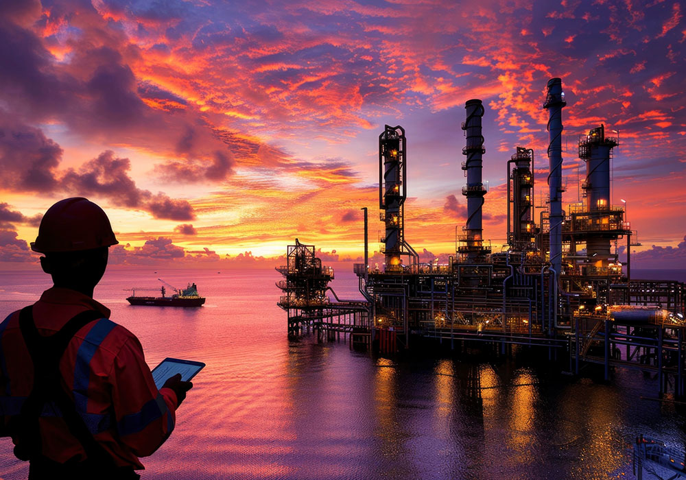 Iran Oil Refinery at Sunset